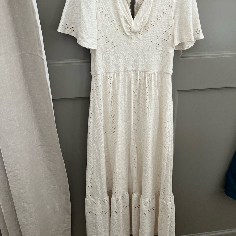 Maeve cream eyelet maxi dress